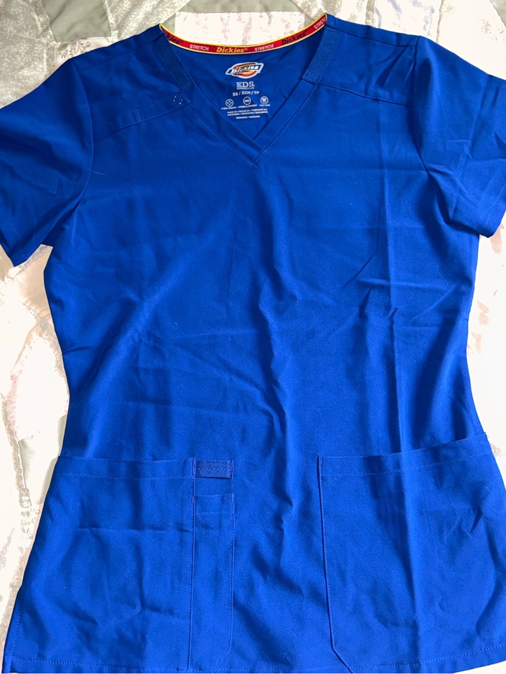 Dickies EDS Essentials Royal Blue V-Neck Scrub Top Size XS NWOT